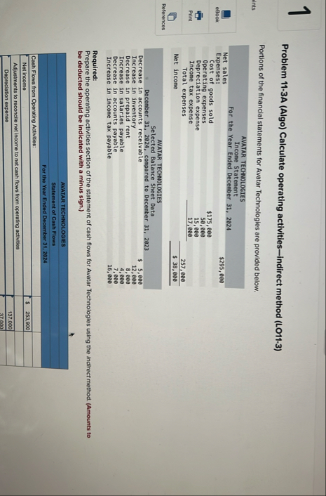 1 Problem 1 1 - 3 A ( Algo ) Calculate operating