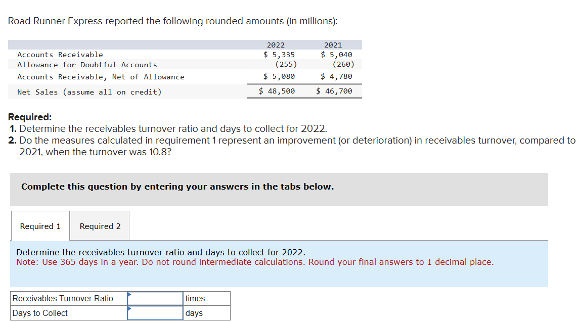 Road Runner Express reported the following