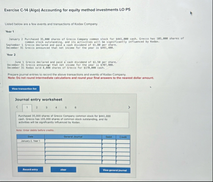 ( 1 4 HV ) Exercise C - 1 4 ( Algo ) Accounting