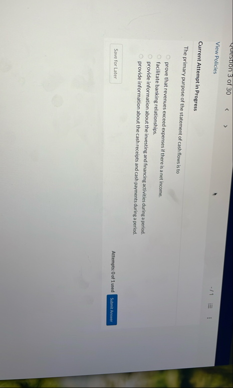 View Policies - 1 1 Current Attempt in Progress