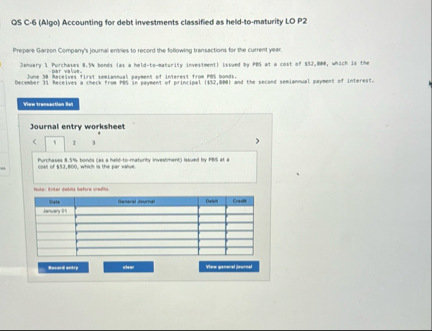 ( 5 HV ) QS C - 6 ( Algo ) Accounting for debt