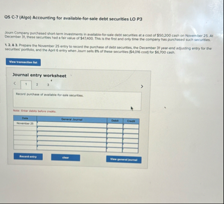 ( 7 HV ) QS C - 7 ( Algo ) Accounting for