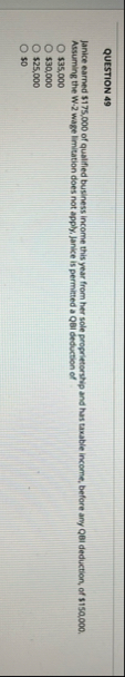QUESTION 4 9 Janice earned $ 1 7 5 , 0 0 0 of