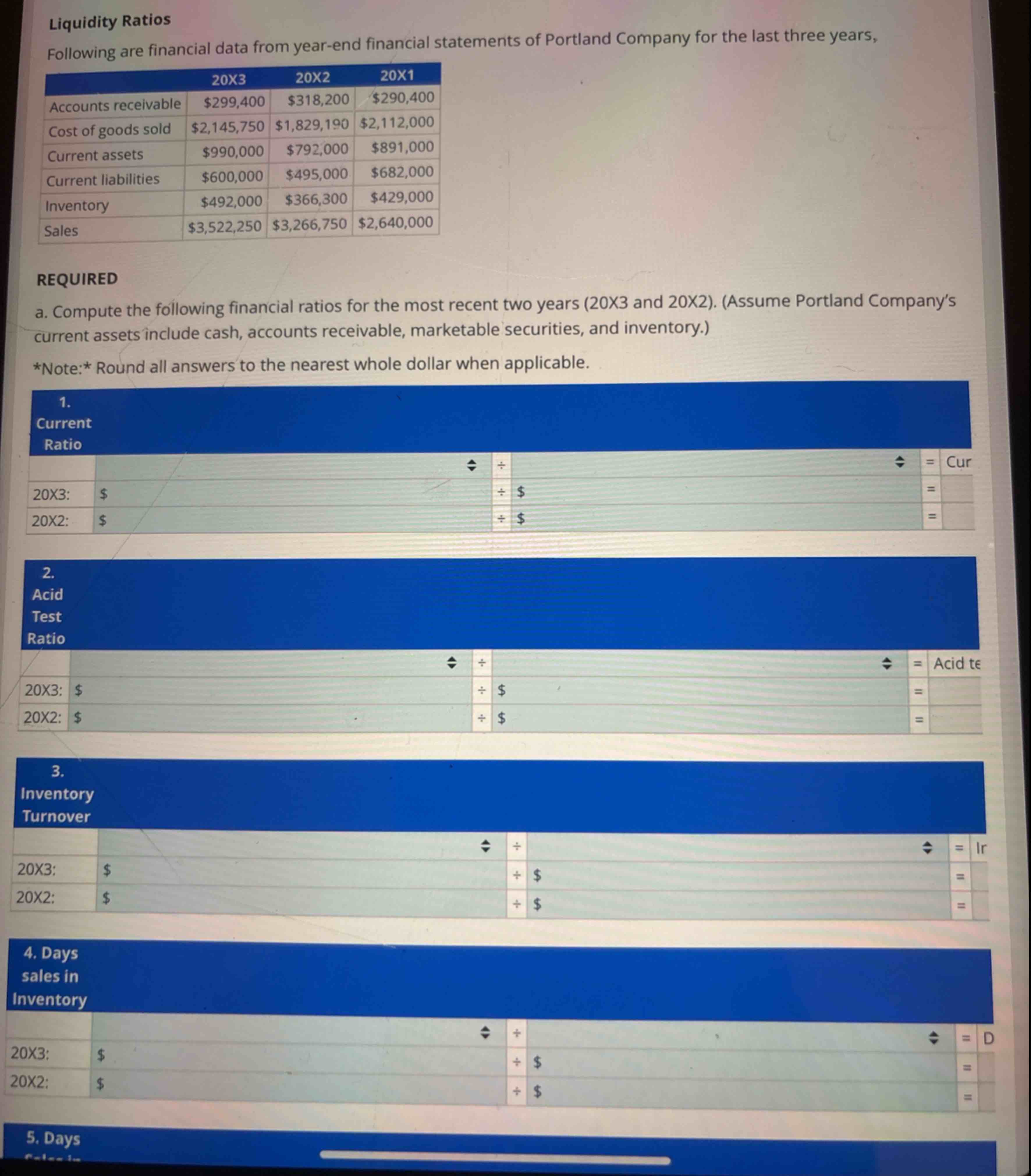 The financial data provided is from the year -