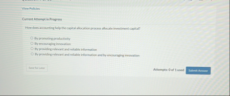 View Policies Current Attempt in Progress How