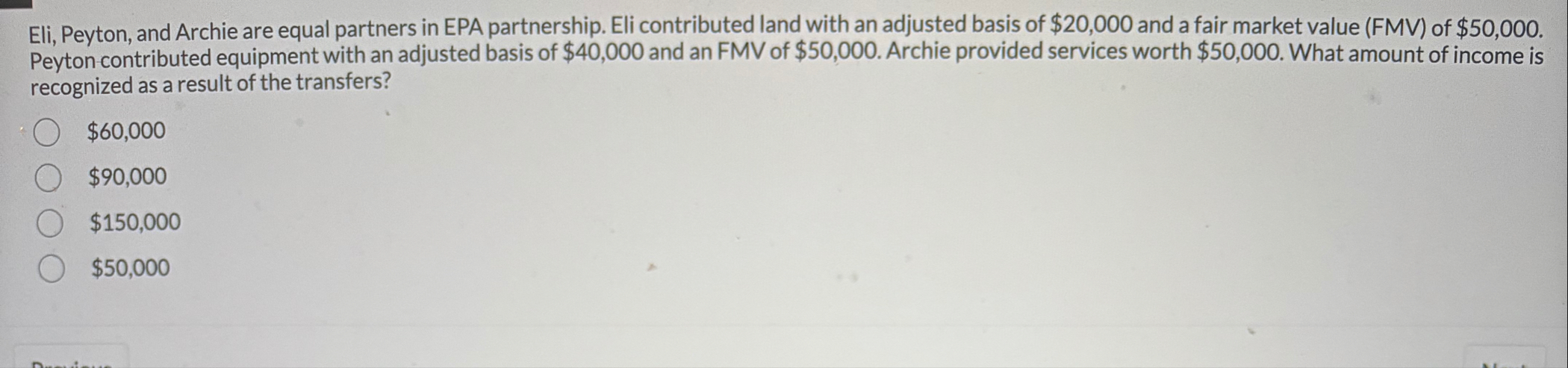 Eli, Peyton, and Archie are equal partners in EPA