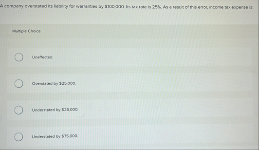 A company overstated its liability for warranties