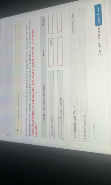 ( b ) If Allowance for Doubtful Accounts has a