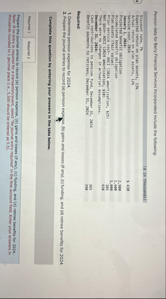 Pension data for Barry Financial Services
