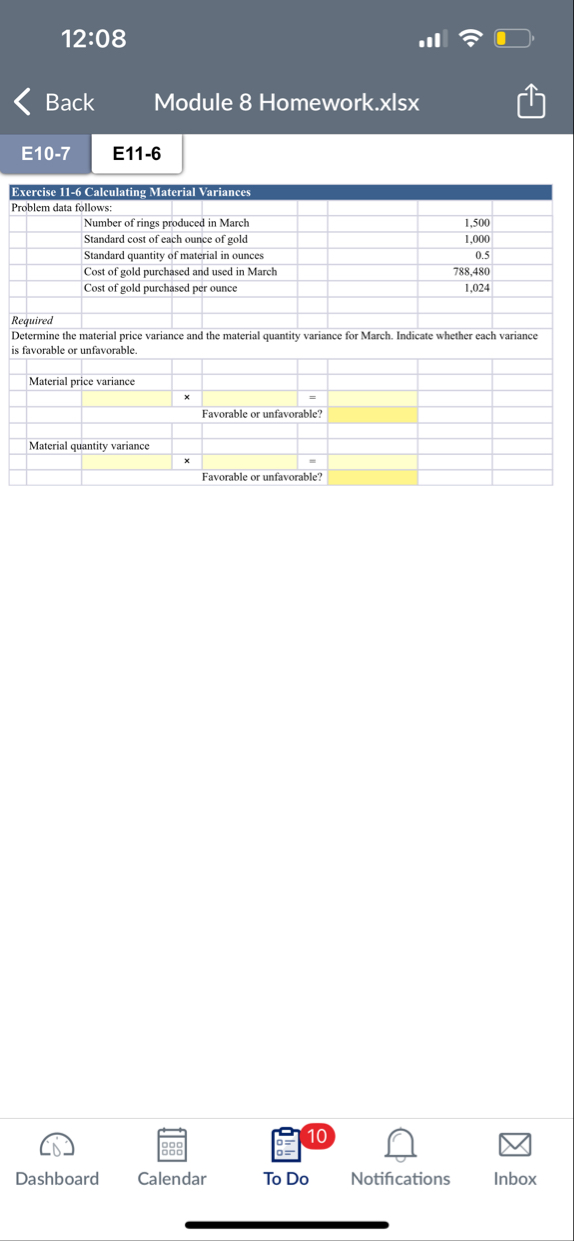 1 2 : 0 8 Back Module 8 Homework.xIsx E 1 0 - 7 \