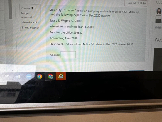 Time left 1 : 1 1 : 3 0 Quention 3 Not yet