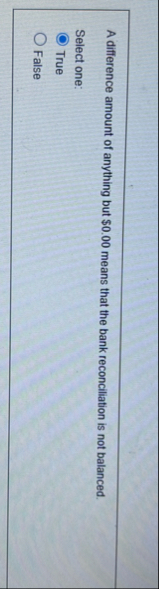 A difference amount of anything but $ 0 . 0 0