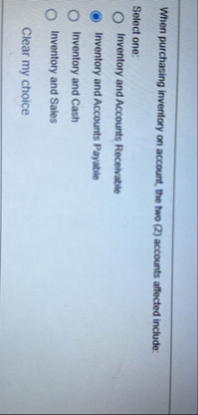 When purchasing inventory on account, the two ( 2