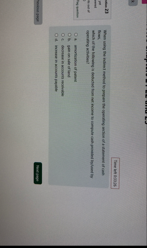 Time left 0 : 3 3 : 2 6 stion 2 3 yet wered its