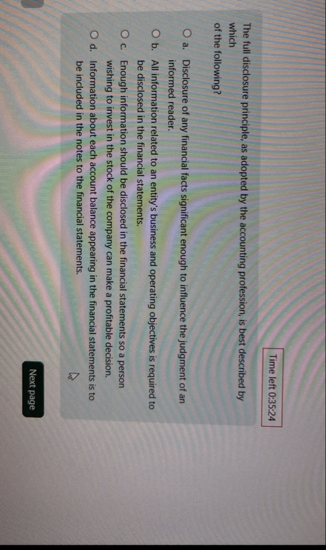 Time left 0 : 3 5 : 2 4 The full disclosure