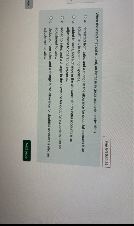 Time left 0 : 3 2 : 5 4 When the direct method is