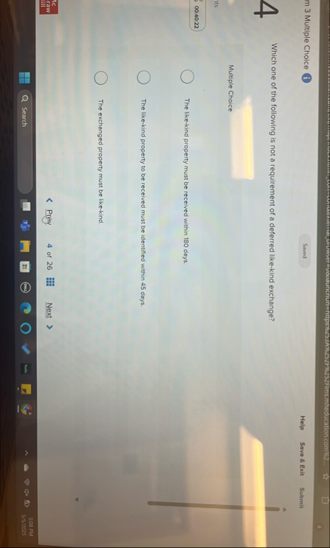 m 3 Multiple Choice ( i ) Help Save 8 Exit Submit