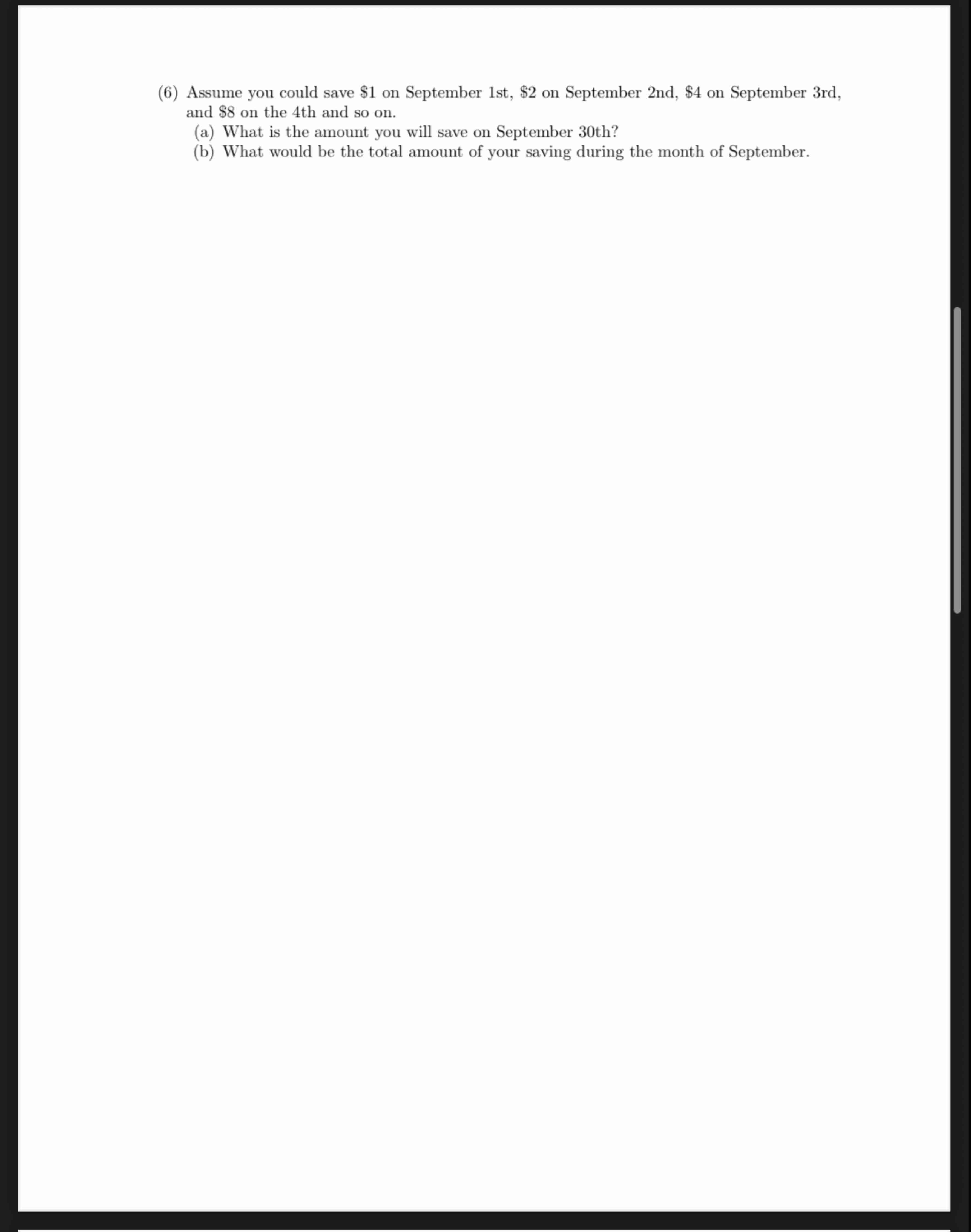 ( 6 ) Assume you could save \ ( \ $ 1 \ ) on