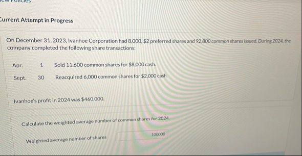 Eurrent Attempt in Progress On December 3 1 , 2 0