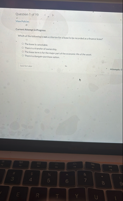 Question 1 of 1 9 View Policies Current Attempt