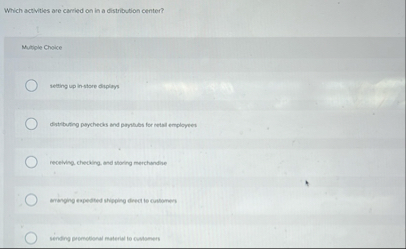 Which activites are carried on in a distribution