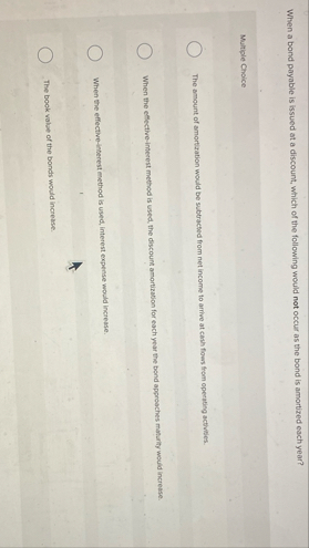 When a bond payable is issued at a discount,