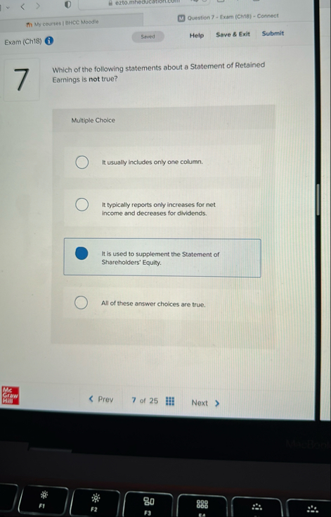 Question 7 - Exam ( Ch 1 8 ) - Connect My courses