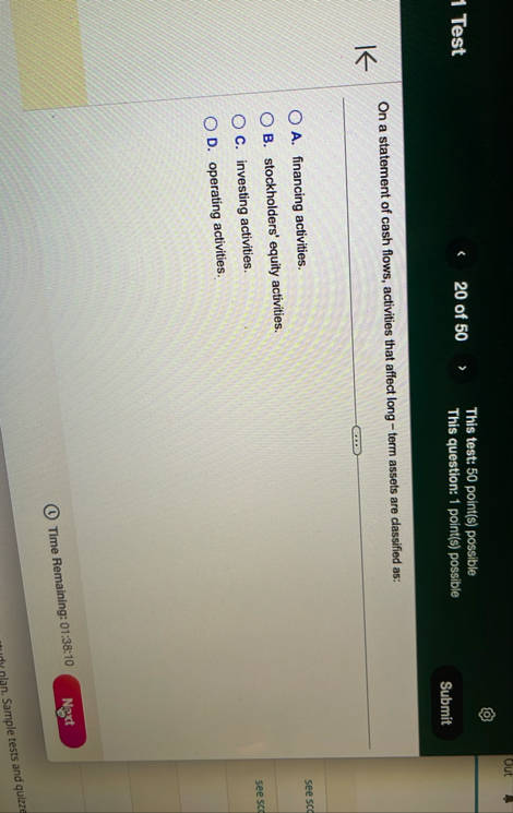 1 Test This test: 5 0 point ( s ) possible This