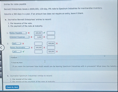 Entries for notes payable Bennett Enterpitses