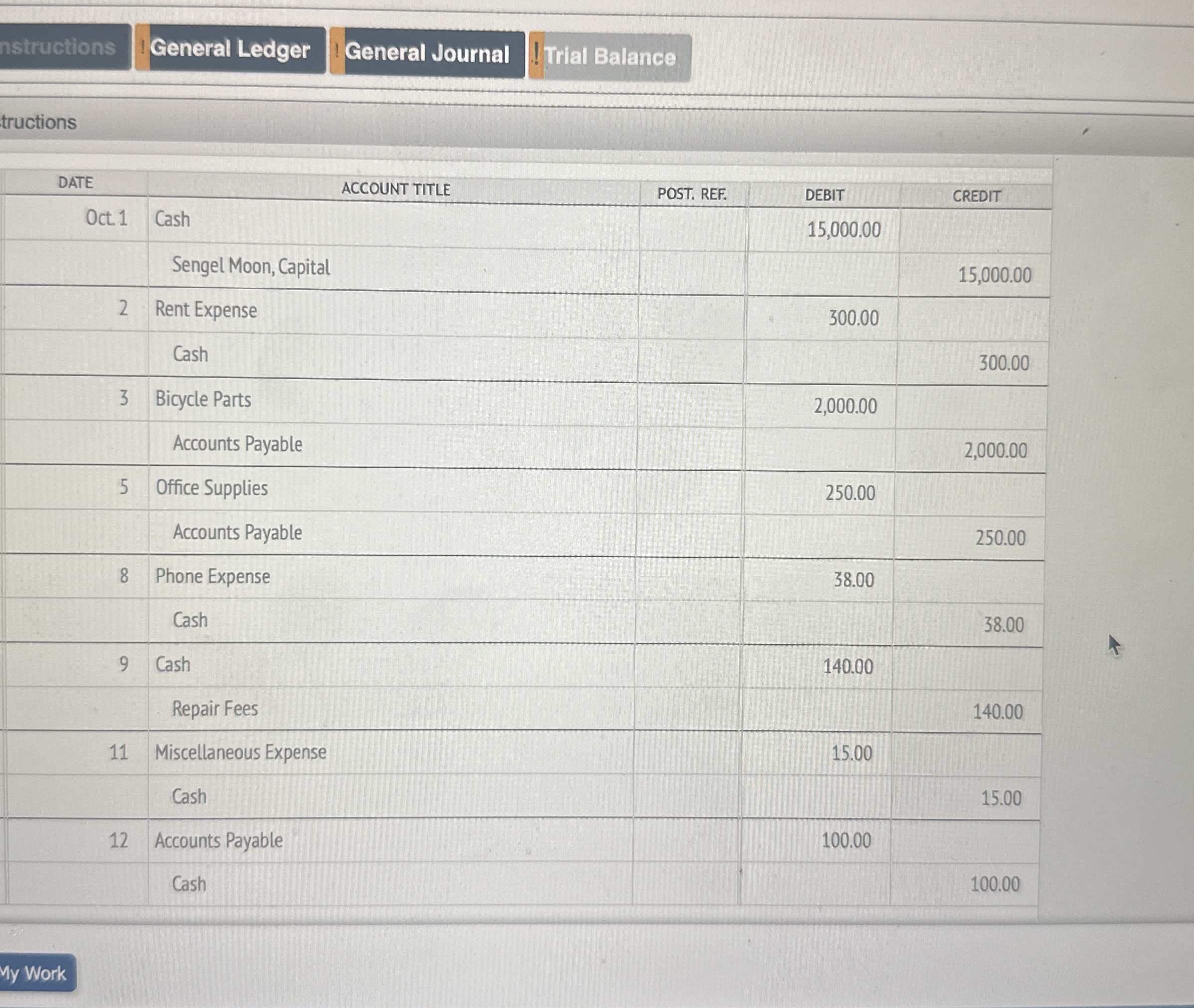 ! Trial Balance tructions \ table [ [ DATE ,