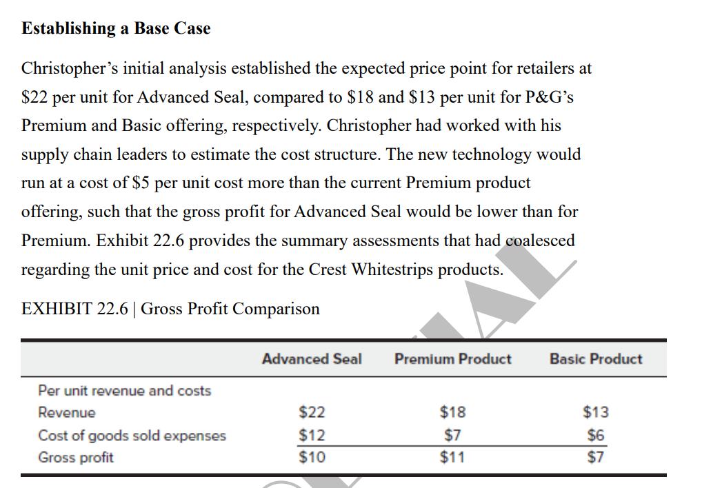 Establishing a Base Case Christopher's initial