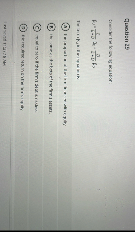 Question 2 9 Consider the following equation: U =