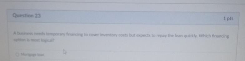 Question 2 3 1 pts A business needs temporary