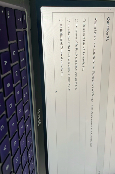 Question 7 8 When a $ 1 0 check written on the