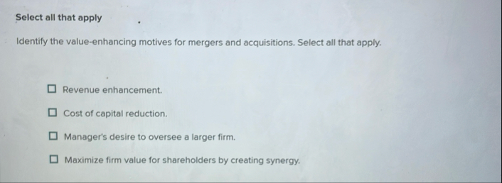 Select all that apply Identify the value -