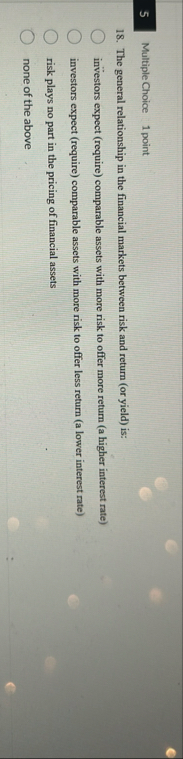 5 Multiple Choice 1 point 1 8 . The general