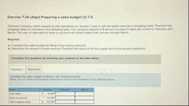 Exercise 7 . 2 A ( Algo ) Preparing a sales