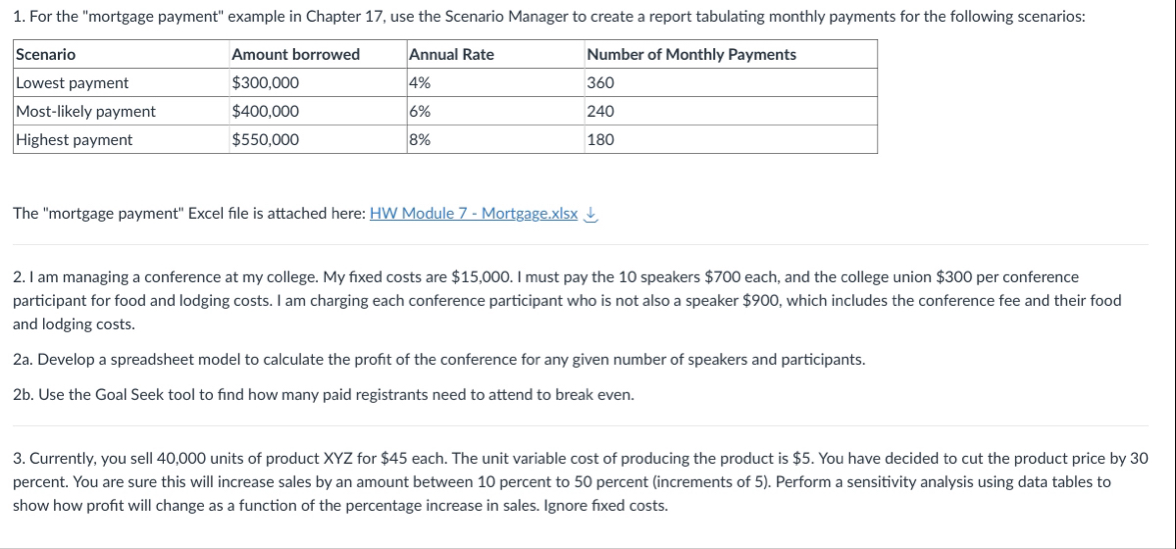 For the "mortgage payment" example in Chapter 1 7