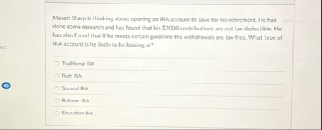 Mason Sharp is thinking about opening an IRA