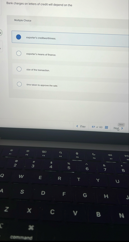 Bank charges on letters of credit will depend on