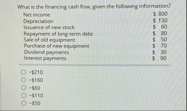 What is the financing cash flow, given the