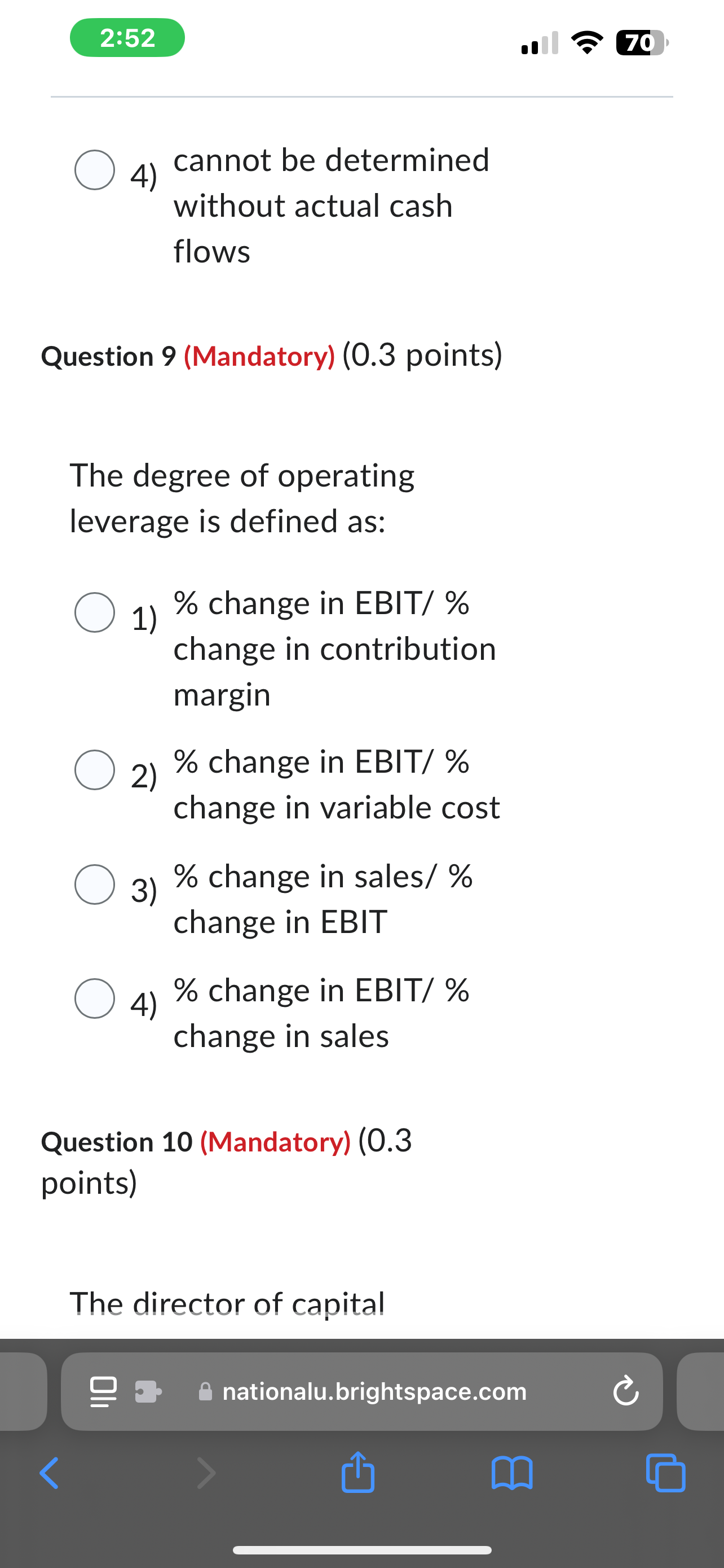 4 ) cannot be determined without actual cash