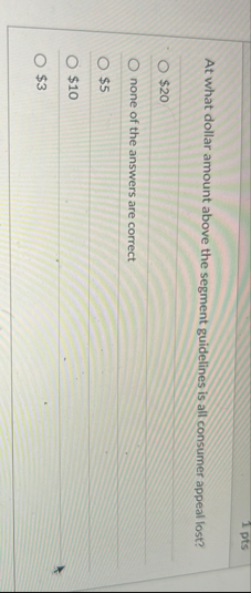 At what dollar amount above the segment