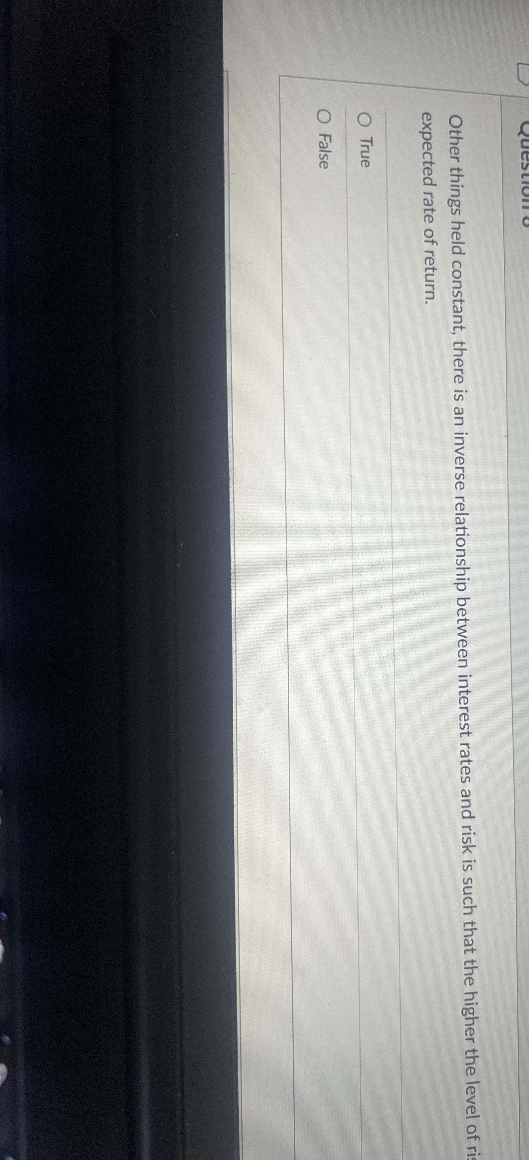 Other things held constant, there is an inverse