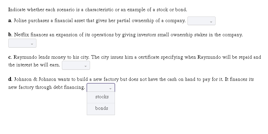 Indicate whether each scenario is a