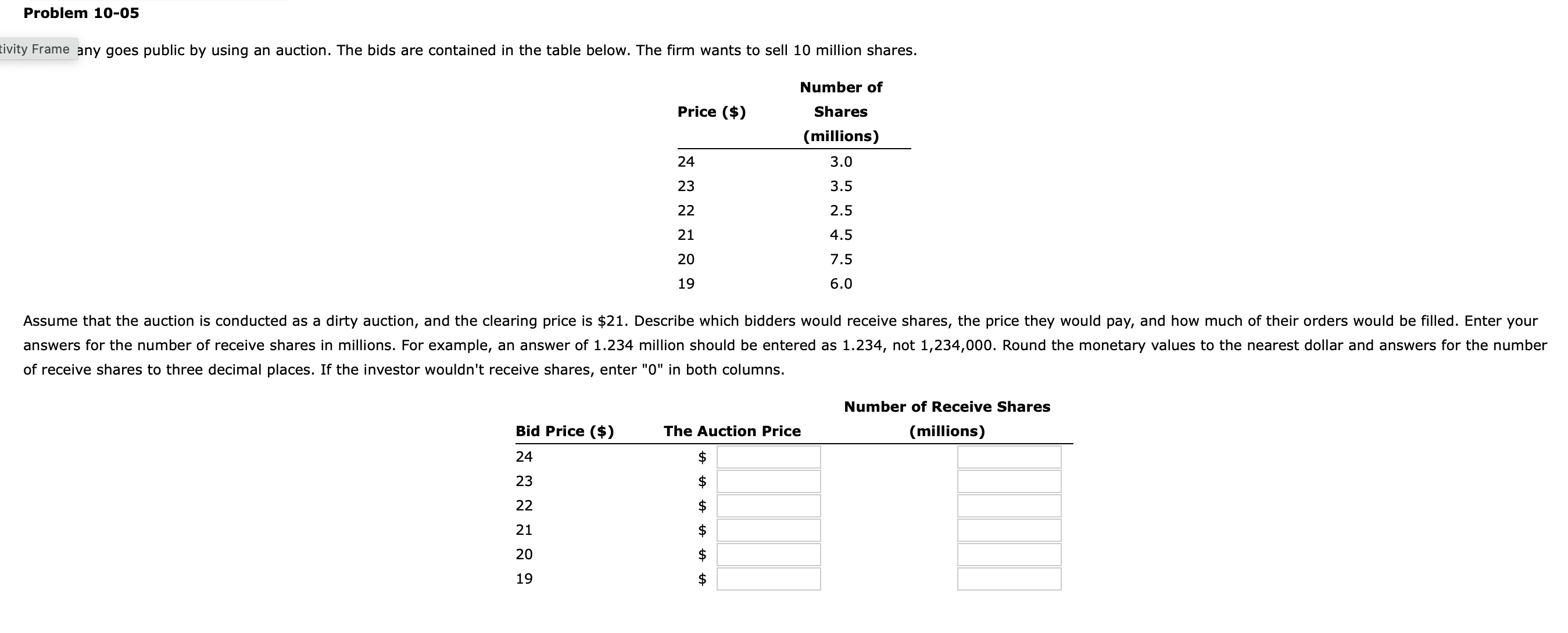 Problem 1 0 - 0 5 tivity Frame any goes public by