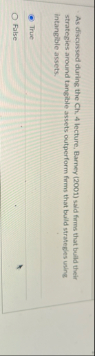 As discussed during the Ch . 4 lecture, Barney (