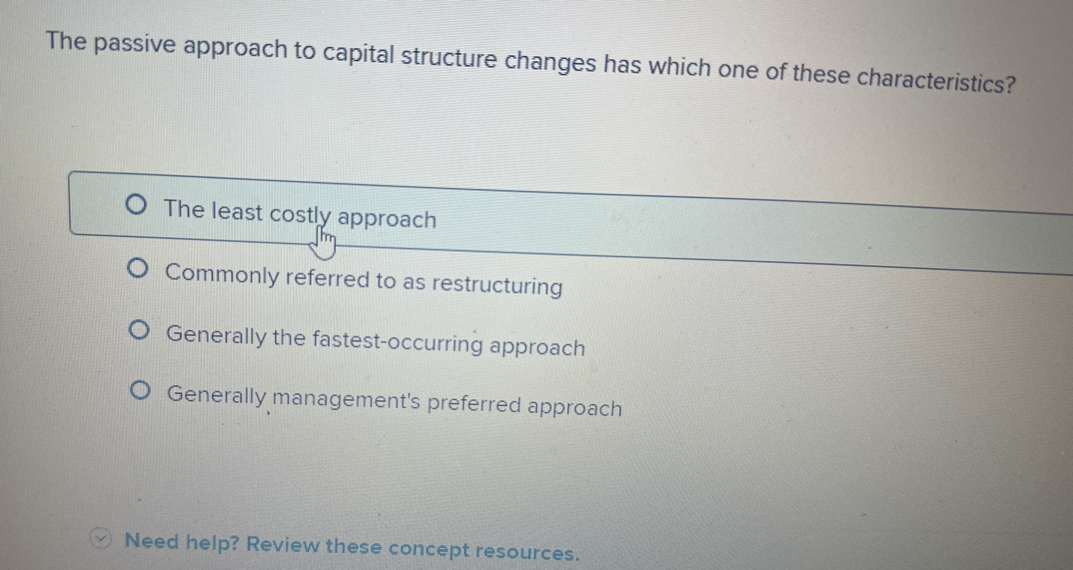 The passive approach to capital structure changes