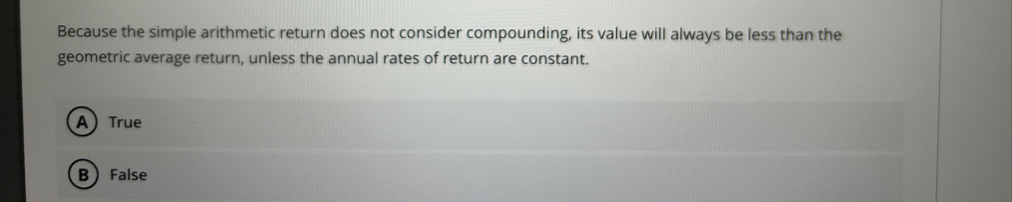Because the simple arithmetic return does not