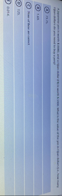 A japanese yen is worth $ . 0 0 8 0 , and a